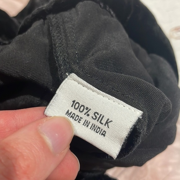 Arteaga Black Velvet High Rise Straight Leg Tie Waist Pants - Picture 8 of 10